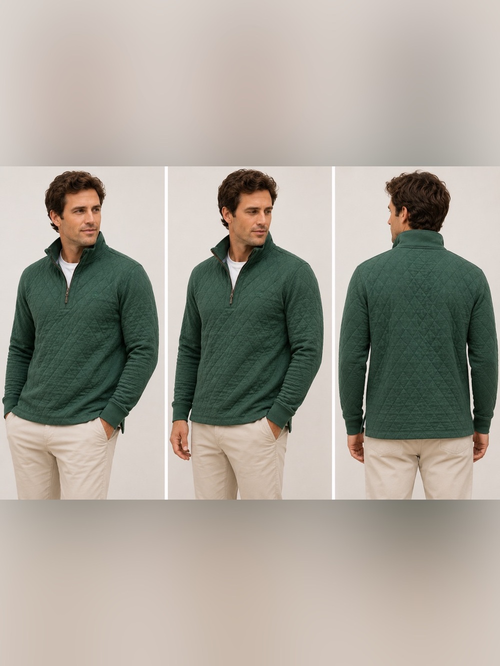 Southern Tide Georgetown Quilted 1/4 Zip Pullover Green 100% Cotton Men’s S
